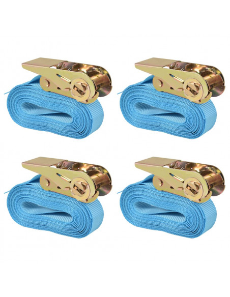 Cinghie d’Ancoraggio 4 pz a Cricchetto 0,8 T 6mx25mm Blu