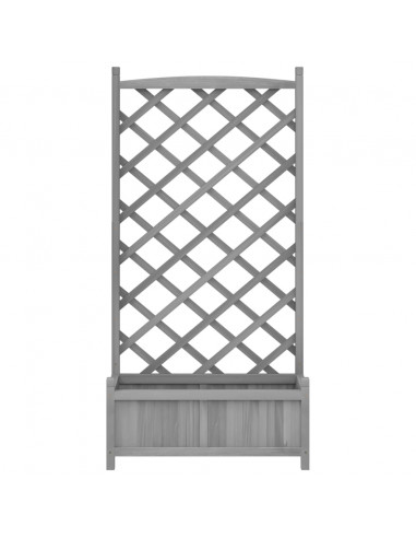 Fioriera con Traliccio Grigia in Legno Massello di Abete