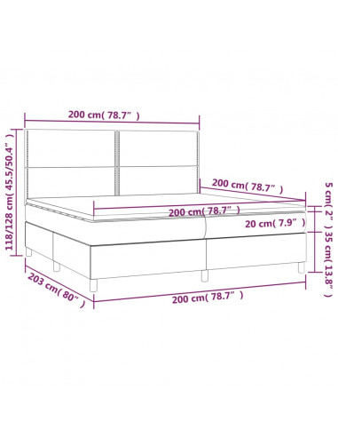 Giroletto a Molle con Materasso Grgio 200x200 cm in Similpelle