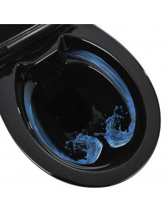 WC Sospeso con Design Senza Bordi 7 cm Più Alto Ceramica Nera