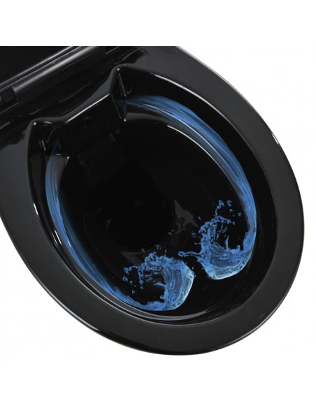 WC Sospeso con Design Senza Bordi 7 cm Più Alto Ceramica Nera