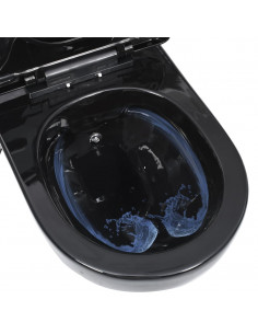 Toilette senza Bordo Sospesa con Funzione Bidet Ceramica Nera