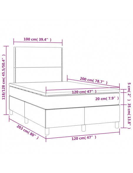 Giroletto a Molle con Materasso Grigio 120x200 cm in Similpelle