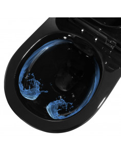 WC a Muro con Sciacquone Nascosto in Ceramica Nera