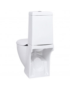 Vaso WC in Ceramica da Bagno Rotondo Base con Scarico Bianco
