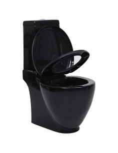 Vaso WC in Ceramica da Bagno Rotondo Base con Scarico Nero