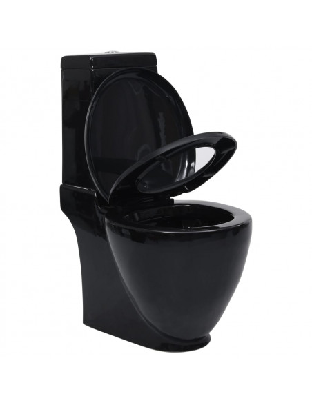 Vaso WC in Ceramica da Bagno Rotondo Base con Scarico Nero