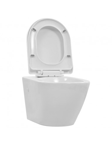 WC Sospeso con Design Senza Bordi in Ceramica Bianca