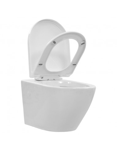 WC Sospeso con Design Senza Bordi in Ceramica Bianca