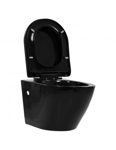 WC Sospeso con Design Senza Bordi in Ceramica Nero