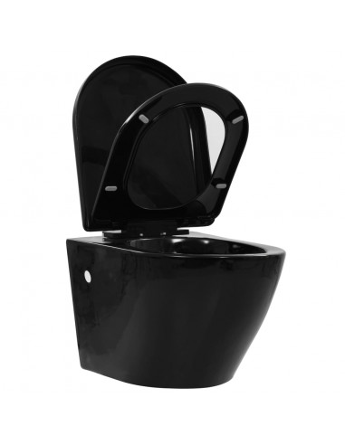 WC Sospeso con Design Senza Bordi in Ceramica Nero