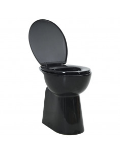 WC Sospeso con Design Senza Bordi 7 cm Più Alto Ceramica Nera 2