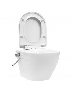 Toilette senza Bordo Sospesa con Funzione Bidet Ceramica Bianca 2
