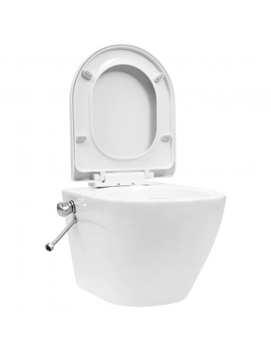 Toilette senza Bordo Sospesa con Funzione Bidet Ceramica Bianca