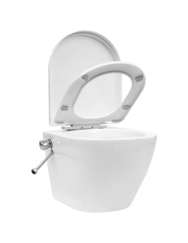 Toilette senza Bordo Sospesa con Funzione Bidet Ceramica Bianca