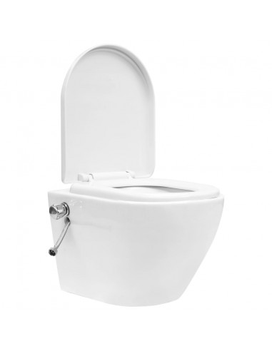 Toilette senza Bordo Sospesa con Funzione Bidet Ceramica Bianca