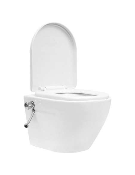 Toilette senza Bordo Sospesa con Funzione Bidet Ceramica Bianca