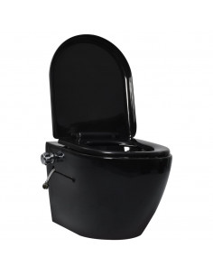Toilette senza Bordo Sospesa con Funzione Bidet Ceramica Nera 2