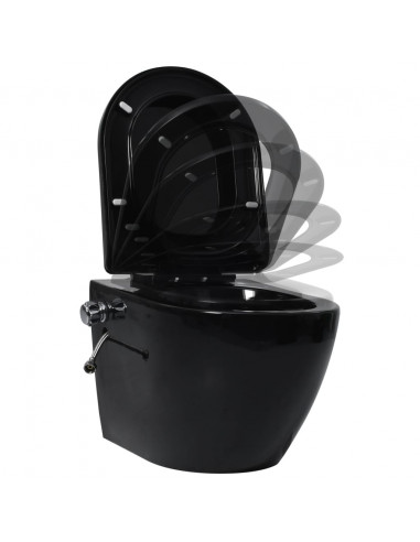 Toilette senza Bordo Sospesa con Funzione Bidet Ceramica Nera
