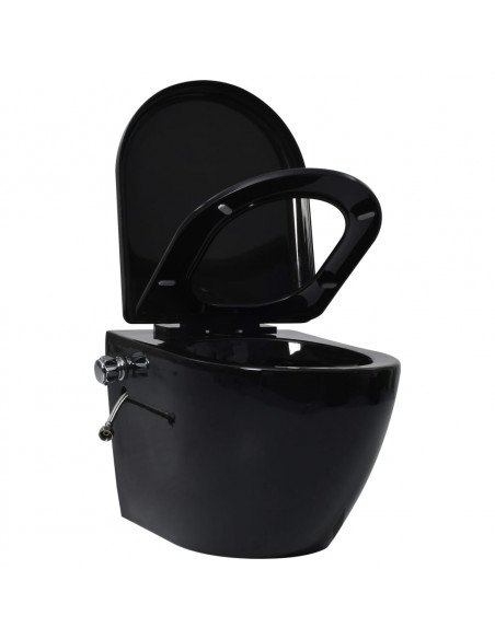 Toilette senza Bordo Sospesa con Funzione Bidet Ceramica Nera