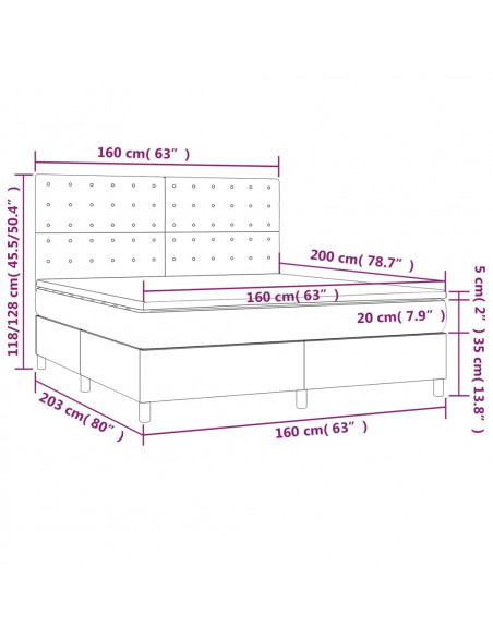 Giroletto a Molle con Materasso Grigio 160x200 cm in Similpelle