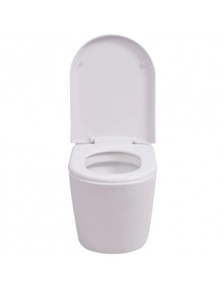 WC a Muro con Sciacquone Nascosto in Ceramica Bianco