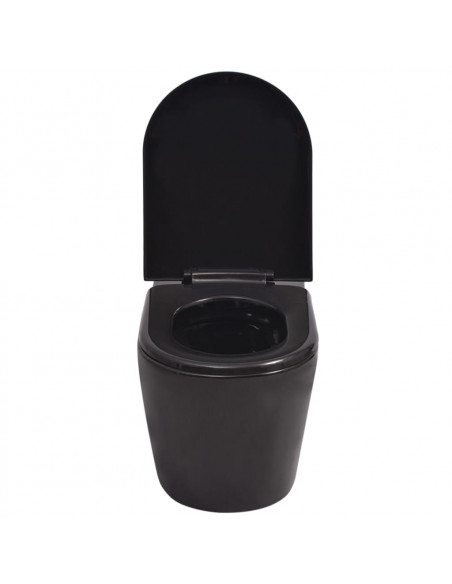 WC a Muro con Sciacquone Nascosto in Ceramica Nera