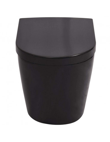 WC a Muro con Sciacquone Nascosto in Ceramica Nera