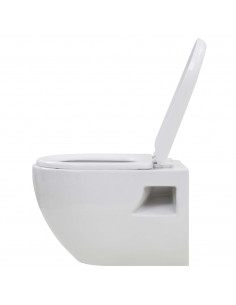 WC a Muro con Sciacquone Nascosto in Ceramica Bianco 2