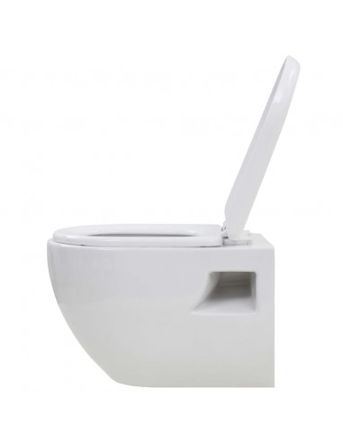 WC a Muro con Sciacquone Nascosto in Ceramica Bianco