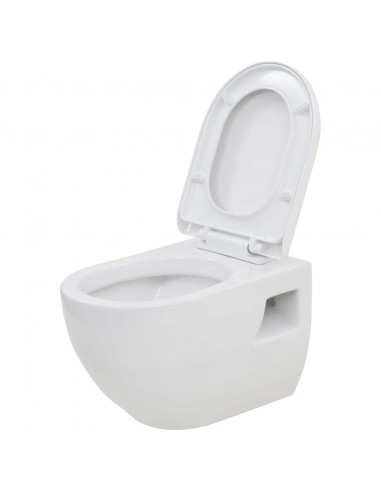 WC a Muro con Sciacquone Nascosto in Ceramica Bianco
