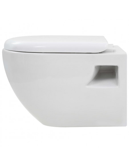 WC a Muro con Sciacquone Nascosto in Ceramica Bianco