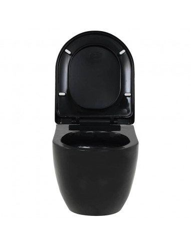 WC a Muro con Sciacquone Nascosto in Ceramica Nera