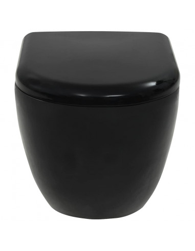 WC a Muro con Sciacquone Nascosto in Ceramica Nera