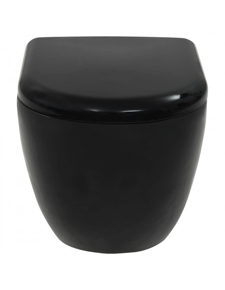 WC a Muro con Sciacquone Nascosto in Ceramica Nera