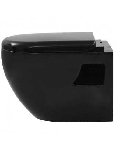 WC a Muro con Sciacquone Nascosto in Ceramica Nera