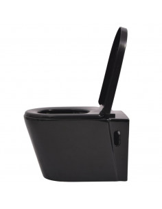 WC a Muro con Sciacquone Nascosto in Ceramica Nera 2