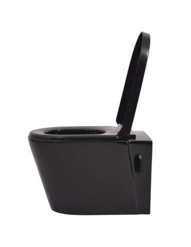WC a Muro con Sciacquone Nascosto in Ceramica Nera