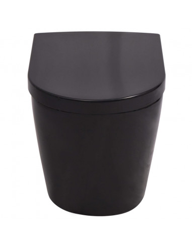 WC a Muro con Sciacquone Nascosto in Ceramica Nera