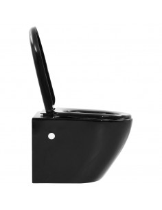 WC a Muro con Sciacquone Nascosto in Ceramica Nera 2