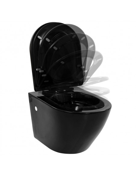 WC a Muro con Sciacquone Nascosto in Ceramica Nera