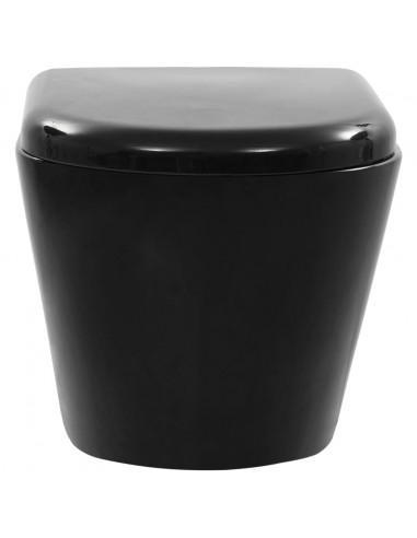 WC a Muro con Sciacquone Nascosto in Ceramica Nera