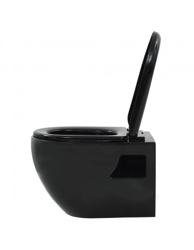 WC a Muro con Sciacquone Nascosto in Ceramica Nera