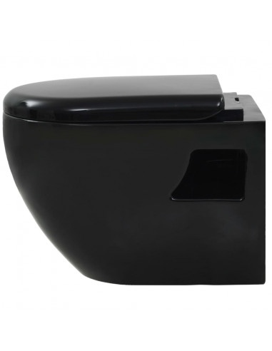 WC a Muro con Sciacquone Nascosto in Ceramica Nera