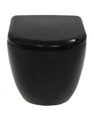 WC a Muro con Sciacquone Nascosto in Ceramica Nera