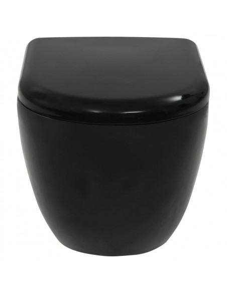WC a Muro con Sciacquone Nascosto in Ceramica Nera