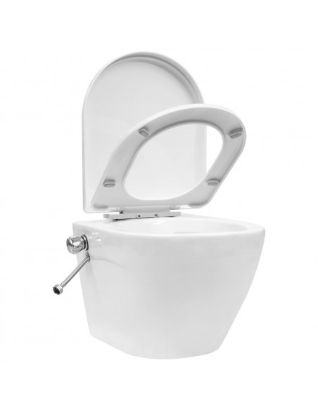 WC a Muro senza Bordo con Sciacquone Nascosto Ceramica Bianco