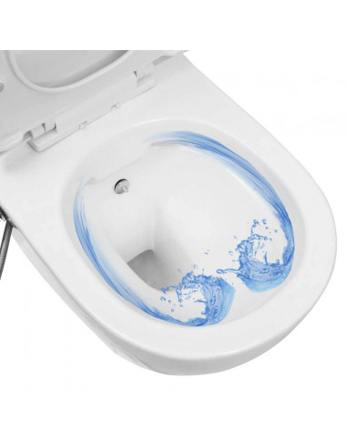 WC a Muro senza Bordo con Sciacquone Nascosto Ceramica Bianco