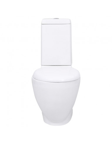 Vaso WC in Ceramica da Bagno Rotondo Base con Scarico Bianco