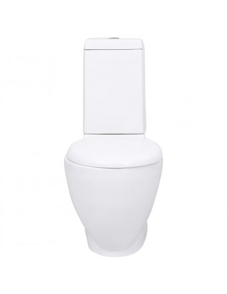 Vaso WC in Ceramica da Bagno Rotondo Base con Scarico Bianco